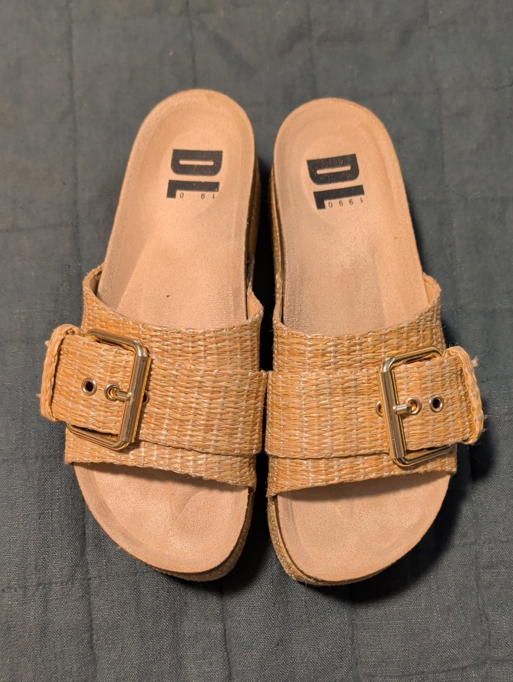 Dirty Laundry Rafia Woven Slide Platform Sandals